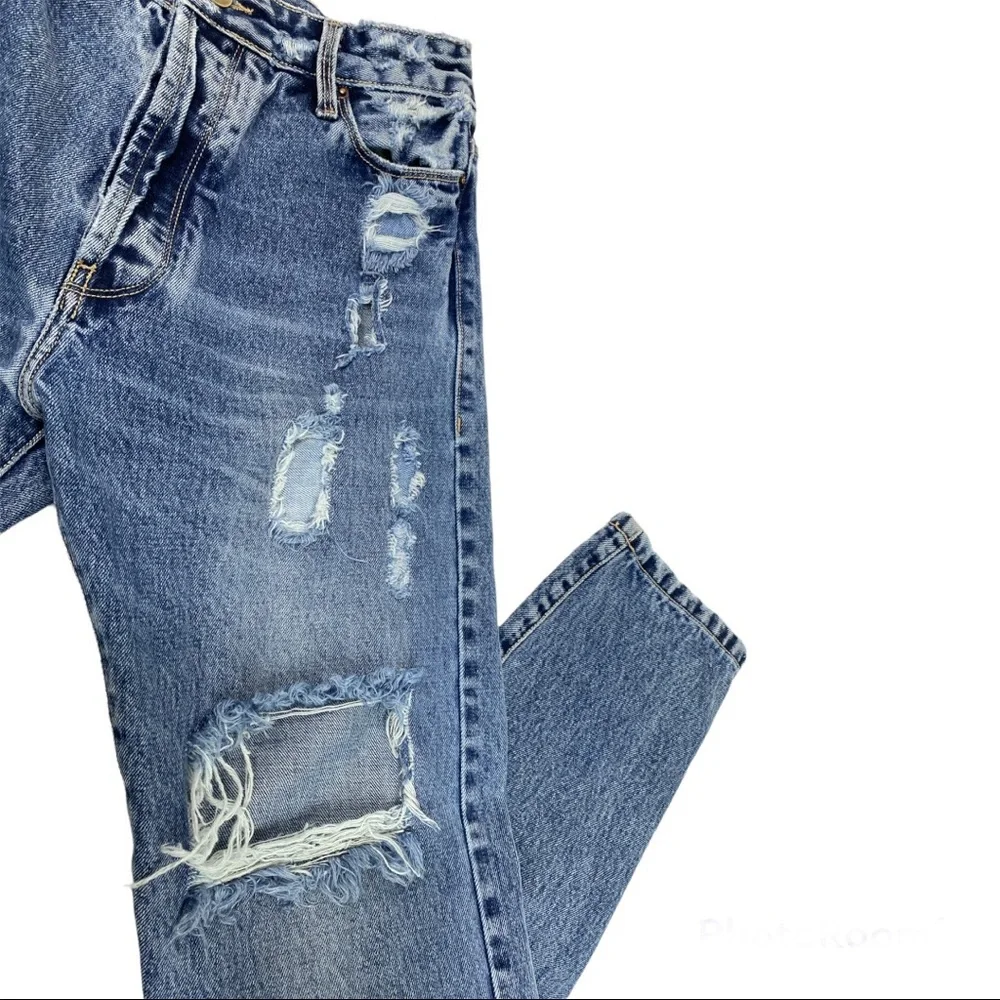 rosa cha Selvedge Jeans Womens Candiani Denim Italy Button Fly Distressed - Picture 11 of 15